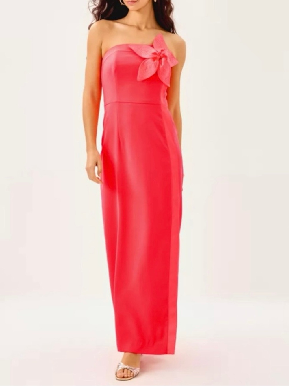 Lilly Pulitzer Anasophia Rosette Strapless Maxi Dress, coral size 12